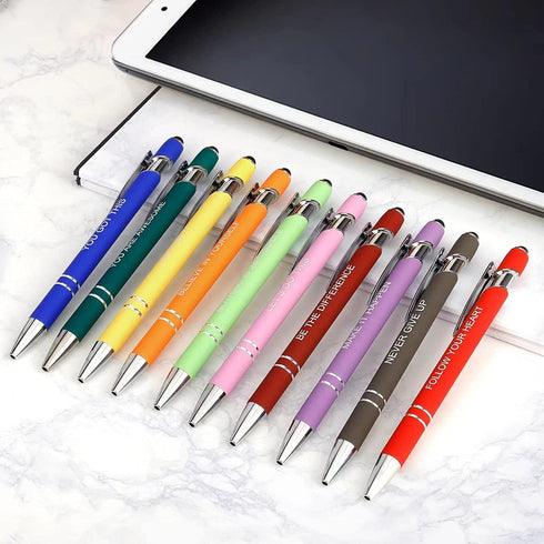 10 Pcs Inspirational Pens Bulk, Motivational Ballpoint Pen with Stylus Tip Funny Ink Pens in Bulk Inspirational Gifts for Women Coworkers Office S...
