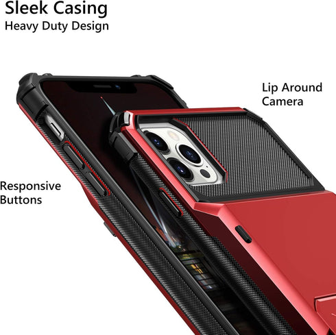 Vofolen Compatible with iPhone 12 Pro Max Case 5G Wallet 4-Card ID Slot Credit Card Holder Flip Hidden Pocket Dual Layer Hybrid TPU Bumper Armor P...