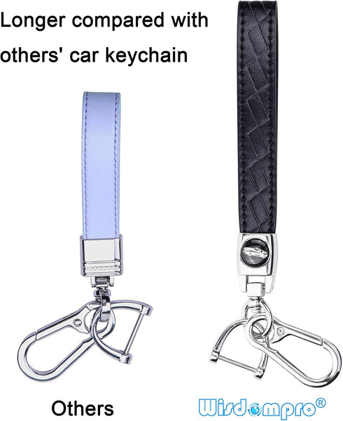 Wisdompro Microfiber Leather Car Keychain, Universal Key Fob Keychain Leather Key Chain Holder with 3 Keyrings and 1 Screwdriver for Men and Women...