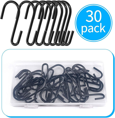 30 Pack Small S Hooks for Hanging Spoons Pans Pots Utensils Kitchenware, Metal S Hooks for Hang Clothes Bags Towels Plants, apply Bathroom Bedroom...