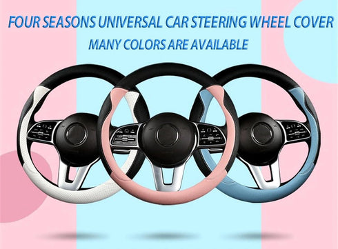 Stylish Cute Cat Steering Wheel Cover for Women Girl,Leather Auto Car Steering Wheel Cover Universal Fit 15 Inch Car Interior Accessories (Black&P...