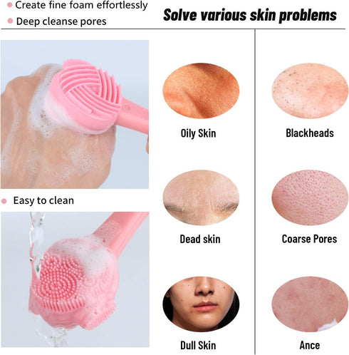 4 Pack Silicone Facial Cleansing Brush 4 in 1, Beomeen Double-Ended Silicone Face Exfoliating Wash Scrub Brush Dual Face for Face Skincare and Mas...