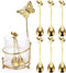 ELLDOO Coffee Spoon Set, Clear Glass Holder with 8 Stainless Steel Gold Leaf Coffee Spoons, Creative Flatware Set for Stirring, Mixing, Sugar, Ice...