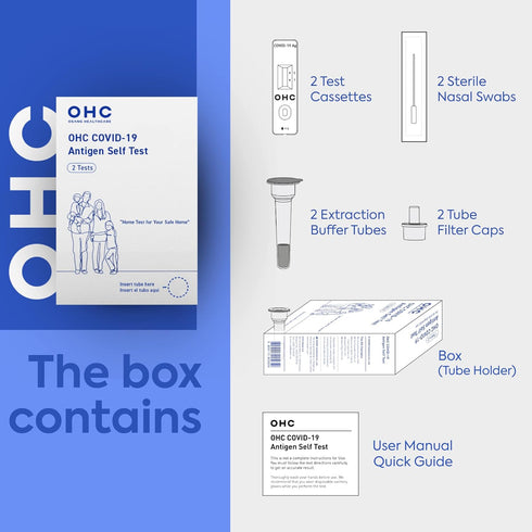 OHC Covid Tests For Home Rapid, 2 Tests Per Box, Result in 15 Minutes...