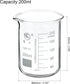 PATIKIL 200ml Low Form Glass Beaker, 2 Pack 3.3 Borosilicate Glass Graduated Printed Scale Measuring Cups with Spout for Kitchen Lab Liquids Trans...