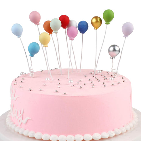 Ercadio Balloon Cupcake Toppers 6 Colors Resin Round Shape 3D Balloons Cake Picks Baby Shower Boys Birthday Party Cake Decoration Supplies 12 PCS...