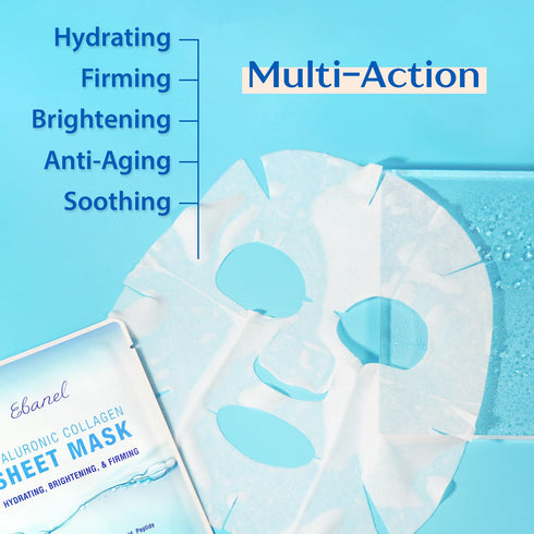 Ebanel 15 Pack Collagen Peptide Hydrating Face Masks, Instant Brightening Firming Anti Aging Face Sheet Masks, Moisturizing Spa Face Masks Skincar...