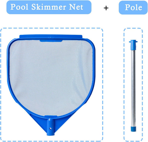 Pool Skimmer, Spa Hot Tub Skimmer Net with Pole - 26'' Ultra Fine Mesh Net for Efficient Cleaning - Ideal for Pools, Spas, and Hot Tubs...