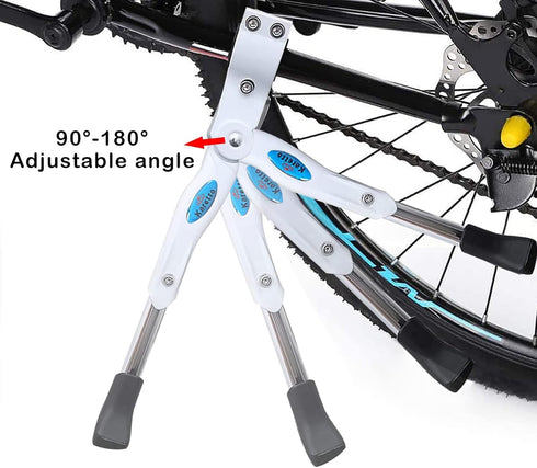 Bike Kickstand Kids- White Adjustable Rear Side Bicycle Aluminum Alloy Stand Kickstand Fit for 18" 20" Bike Kick Stand for Mountain Bike Road Bicy...