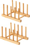HBlife 2pcs Bamboo Dish Plate Bowl Cup Book Pot Lid Cutting Board Drying Rack Stand Drainer Storage Holder Organizer Kitchen Cabinet?Keep Dry?...