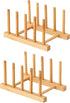 HBlife 2pcs Bamboo Dish Plate Bowl Cup Book Pot Lid Cutting Board Drying Rack Stand Drainer Storage Holder Organizer Kitchen Cabinet?Keep Dry?...