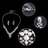 EVER FAITH Women's Crystal Simulated Pearl Leaf Vine Necklace Earrings Set Clear Silver-Tone...