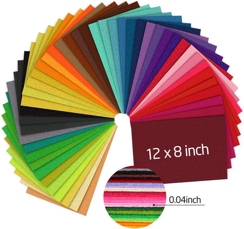40 PCS Felt Fabric Sheets, 12" x 8" Craft Felt Fabric Sheets, Assorted Felt Stiff Fabric Square, Non-Woven Felt Sheets for Kids, DIY Sewing Crafts...