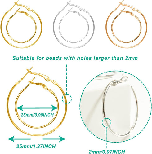 60PCS Beading Hoop Earrings Finding,URSMART Earring Making Hoops Open Round Earring Hoops for Jewelry Making DIY Craft Supplies (25MM/35MM)...