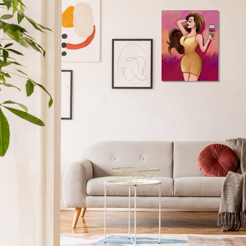 Nuberlic Pre Drawn Canvas for Painting for Adults, Paint and Sip Kit, Sexy Woman Canvas Painting Kit, 8x10 Stretched Canvas for Party Supplies, Re...