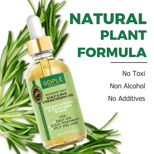 Organic Rosemary Oil For Hair Growth 3.1 FL OZ, Pure Natural Scalp Hair Growth Oil With Essential Oils, Rosemary Hair Oil Nourishing Treatment For...