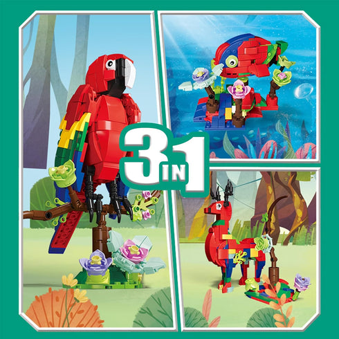 Parrot Flower Building Block Toy - 3 in 1 Transforming Toy with Bird/Deer/Fish, 276PCS Birds of Paradise, Building Block Toy for 8+ Kids & Adults(...