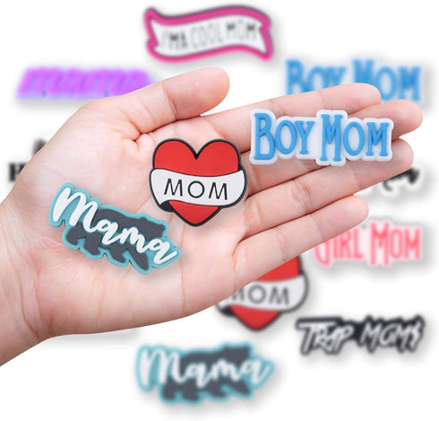 Mom Shoe Charms Mother 12PCS Grandma Shoes Charms Mommy PVC Mama Cute Clog Pins Mummy Accessories Party Favors Birthday Gifts Holidays Decoration ...
