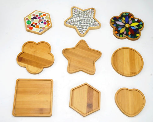 Lanyani 6pcs Wooden Mosaic Base, Various Shapes Substrates for Mosaic Crafts DIY Mosaic Tiles Coaster Base...
