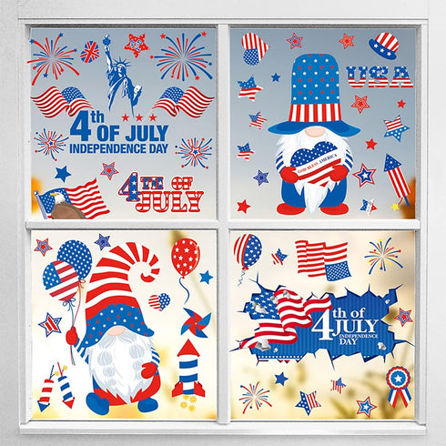 9 Sheets 4th of July Window Clings Owl Stickers Independence Day Window Stickers American Flag Stars Stripes Double-Sided Patriotic Window Decals ...