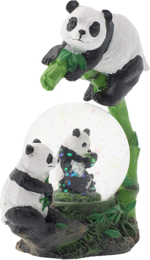 Elanze Designs Panda Bear Family China Magical Whimsical Tabletop Dresser Nightstand Figurine Miniature 45MM Sturdy Polyresin Glitter Water Snow G...