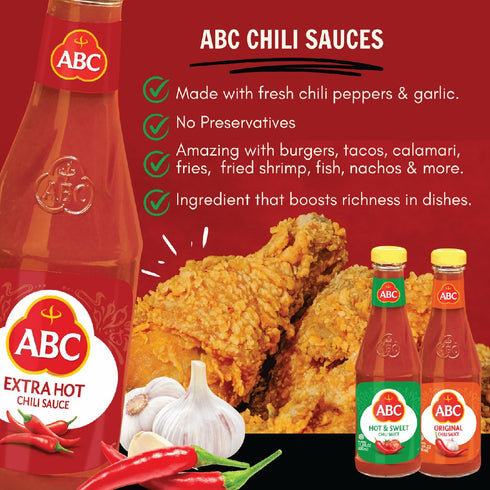 ABC Extra Hot Chili Sauce (1 Pack) Spicy Sriracha Style Hot Sauce, Sambal Chili, Stir Dipping BBQ, Indonesian ABC Sauce, 11.3oz / 335ml...