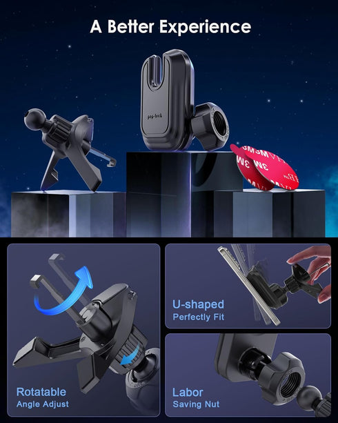 pop-tech Car Vent Phone Mount: Cell Phone Holder for Thick Socket Grip & iPhone 15 Samsung Case Magsafe Card Holder, Universal Hook Clip Mount for...