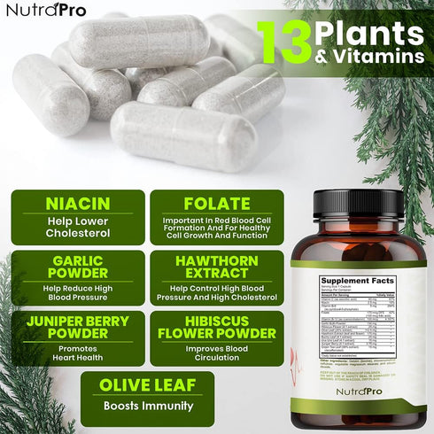 Heart Health Blood Pressure Support Supplement - Support Blood Pressure & Healthy Circularity Naturally with Hawthorn Berry & Hibiscus.Vitamins Pi...