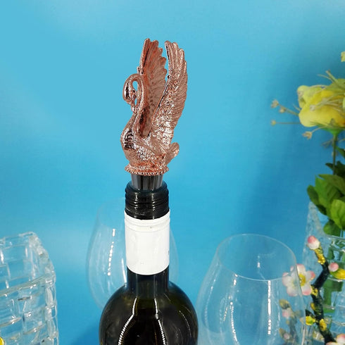 Wine Bottle Stopper, Pink Swan Stainless Steel Wine Saver Reusable Wine Cork Silicone Wine Stopper...