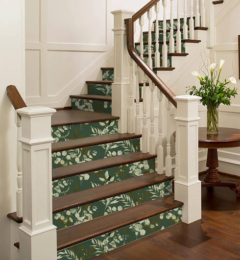 HAOKHOME 93042-4 Peel and Stick Wallpaper Boho Sage Green Eucalyptus Leaf Floral Wall Mural Home Nursery Decor Renter Friendly Wallpaper 17.7in x ...