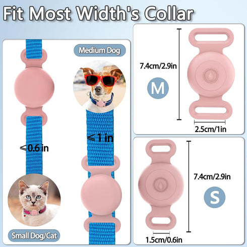 Waterproof Airtag Dog Collar Holder Compatible with Apple AirTag, Silicone Waterproof Air Tag Case for Dog Collar, Anti-Lost AirTag Holder for Pet...