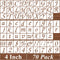 4 Inch Alphabet Letter Stencils - 70 Pack Letter Number Stencil Templates with Signs for Painting on Wood, Reusable Calligraphy Letters Stencils f...