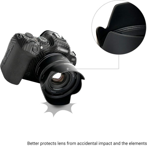 RF 50mm Lens Hood Shade for Canon RF 50mm f/1.8 STM Lens Replaces Canon ES-65B Hood with Tulip Flower Design on Canon EOS R100 R50 R10 R8 R7 R6 Ma...
