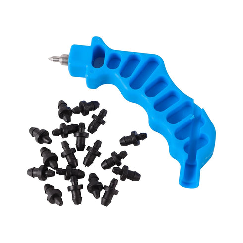 2-in-One Drip Irrigation Tubing Hole Punch with 20 pcs Plugs,Drip Irrigation Tool Used for 1/4 inch Fitting and Emitter Insertion,1 Pcs-Blue...