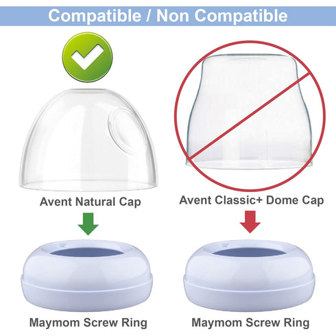 Replacement Screw Ring Compatible with Philips Avent Natural Bottles, PP or Glass Bottles; Not for AntiColi Nipple, Made by Maymom; Replace Avent ...