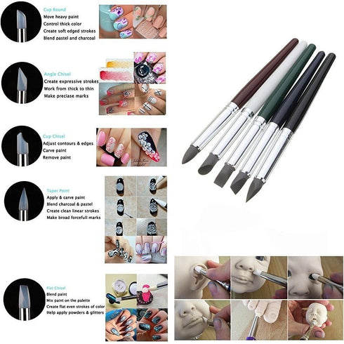 COMIART Clay Sculpture Tools Silicon Color Shapers Painting Brushes Size 6...