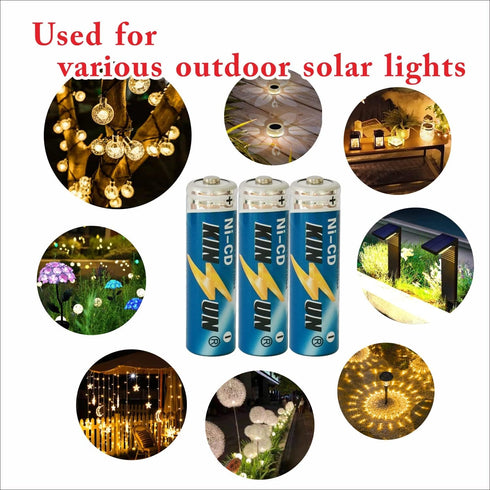 KINSUN 8-Pack Rechargeable Battery 1.2V Ni-Cd AA 900mAh for Outdoor Solar Garden Light Landscape Lights Path Lights...
