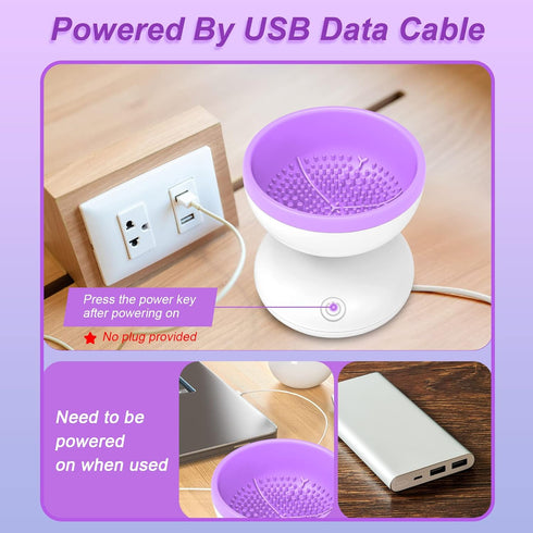 Purple Electric Makeup Brush Cleaner Machine, Windspeed Silicone Brush Cleaner Machine Beauty Blender Cleanser For Beauty Makeup Brushes, Christma...