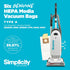 Simplicity Vacuums SAH-6 Certified Hepa Vacuum Replacement Bags, Fits with S20EZM Allergy Upright Vacuum Cleaner, Symmetry and 6 Series, Type A Ba...