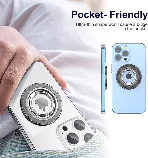 Magnetic Phone Ring Holder for iPhone, 2 in 1 Removable Magnetic Desk Phone Stand Compatible iPhone 15 14 13 12 Series,Samsung, Google,Magnetic Ac...