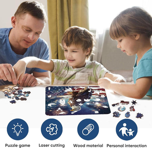 Wooden Puzzle for Adults, Eagle Flag Wooden Jigsaw Puzzles(11.2 * 11.2in-200pcs), Beautiful Wooden Puzzle with Box Birthday Gifts for Adults and K...