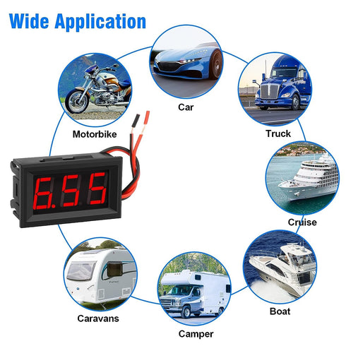5 Pack DC 5~120V Digital Mini Voltmeter Voltage Display, SUNJOYCO 0.56" LED Display Panel Voltage Tester Meter, Car Motorcycle Battery Monitor Vol...