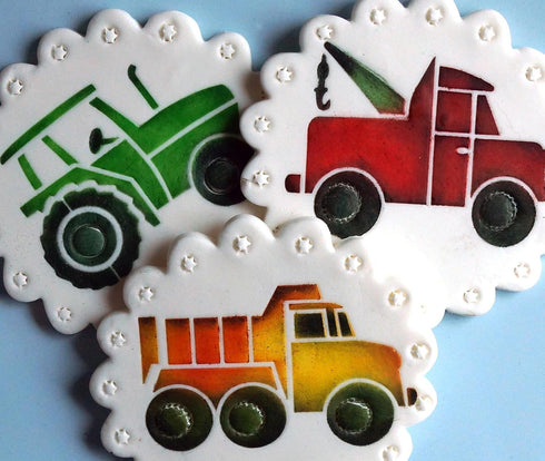 Designer Stencils Trucks Cookie Set, Beige/Semi-Transparent...
