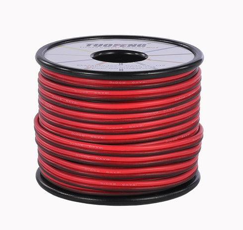 18 AWG Wire Electrical Wires - Flexible Silicone Wire 2 Conductor Parallel Wire (Black 66ft Red 66ft) Stranded Wire Electronic Hook up Wire...