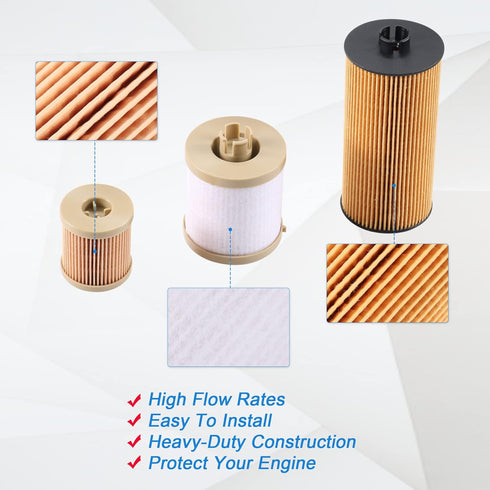 CARMOCAR FD4616 Fuel Filter and FL2016 Oil Filter Replacement for 2003-2007 Ford F250 F350 F450 F550 Super Duty 6.0L 2003-2005 Excursion 6.0L 3C3Z...