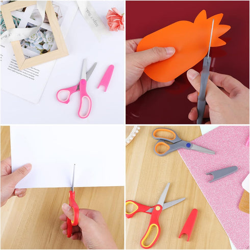 Kids Scissors 6-Pack, BURVAGY 5.5" Safety Small scissors with Cover, Student Blunt Tip Scissors for School Kids Age 4-7 8 9 10-12...