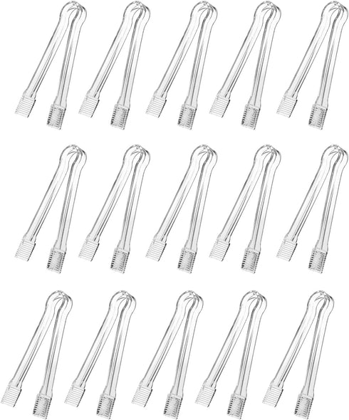 J-Chen 15PCS Plastic Buffet Serving Tongs Mini Serving Utensil Tongs Appetizers Tongs Clear Kitchen Tongs 6.3 Inch Small Ice Tongs for Tea and Cof...
