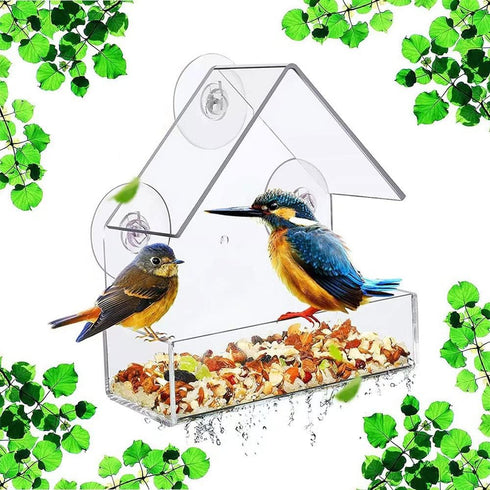 Bird Feeder Birds House for Outdoor, Window Bird Feeder with Strong Suction Cups for Wild Birds, Cardinal, Bluebird...
