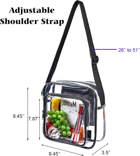 Clear Crossbody Bag Stadium Approved, Clear Messenger Shoulder Bag with Adjustable Strap for Work, Concerts, Sports Events...