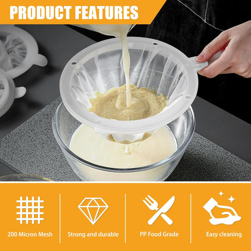 Mesh Filter - 200 Mesh Strainer 75 Micron Strainer for 5 Inch Filter Funnel Fine Filter for Cooking Oil Milk Juice Wine Cheese Whey Grease Coffee ...